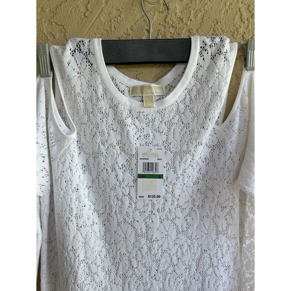 Michael Kors NWTWomen Large White Beach Cover Up Dress Eyelet Lace Open Shoulder - Picture 2 of 13